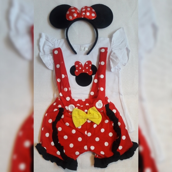 NEW Minnie Mouse red overall suspenders XL 6T - Picture 2 of 8